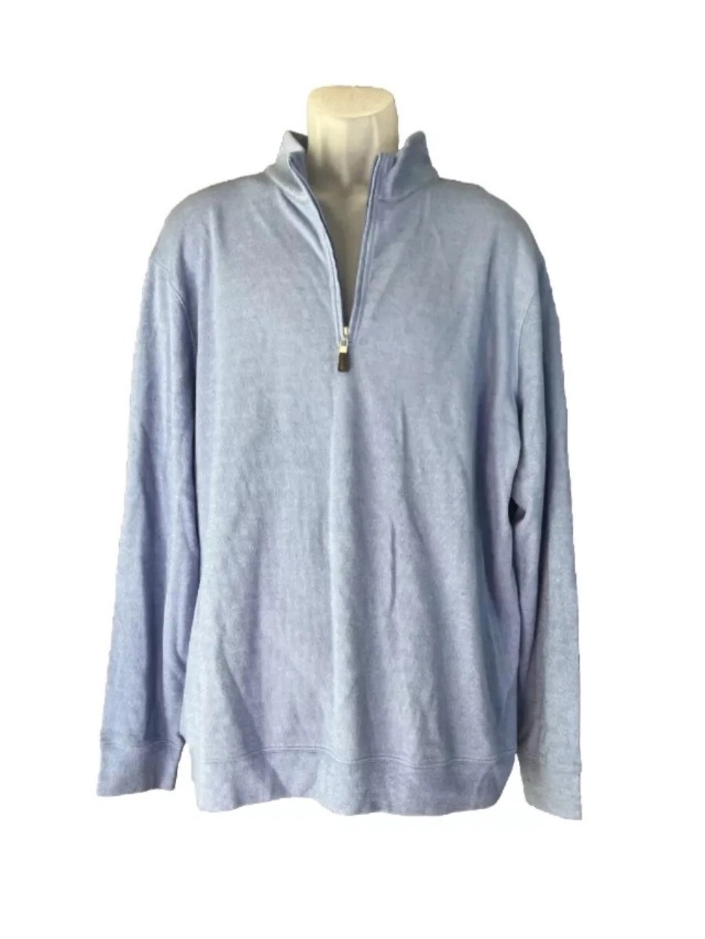NWT Magaschoni Mens 1/2 Zip Mock Neck Pullover Long Sleeve Blue Polo Knit Top XL
